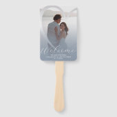 Modernes Dusty Blue & Silver White Wedding Program Fächer (Vorderseite)