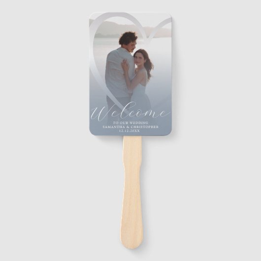 Modernes Dusty Blue & Silver White Wedding Program Fächer (Vorderseite)