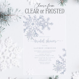 Modernes Dusty Blue Snowflake Winter Brautparty Acryleinladungen