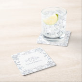Modernes Dusty Blue Snowflake Winter Brautparty Rechteckiger Pappuntersetzer (Vor Ort)