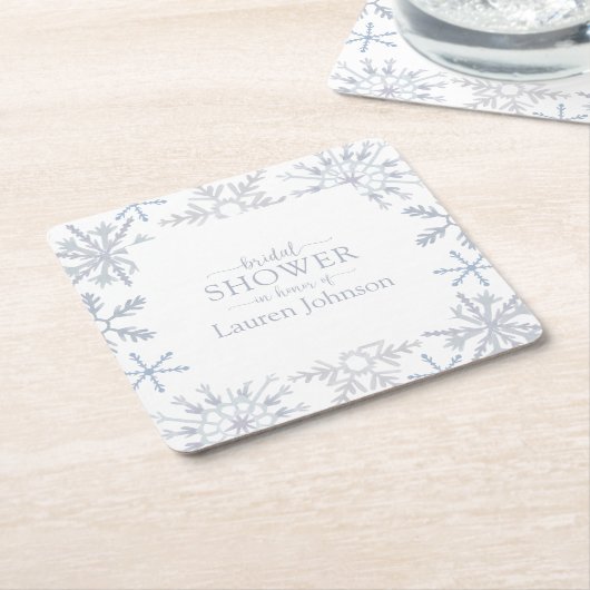 Modernes Dusty Blue Snowflake Winter Brautparty Rechteckiger Pappuntersetzer (angewinkelt)