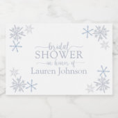 Modernes Dusty Blue Snowflake Winter Brautparty Schaumweinetikett (Einzelnes Label)