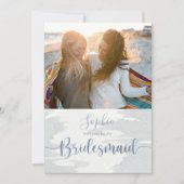 Modernes Dusty Blue Watercolor Script-Foto Mitteilungskarte (Vorderseite)