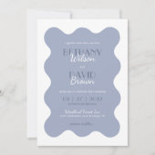 Modernes Dusty Blue Wave Scallop Foto Wedding Einladung (Vorderseite)