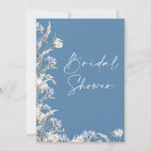 Modernes Dusty Blue Wildblumen Brautparty Einladung (Rückseite)