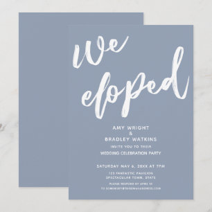 Modernes Dusty Blue Wir haben Hochzeitsempfang Einladung