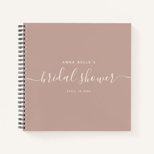 Modernes Dusty Blush Chic Script Brautparty Guest Notizblock (Vorderseite)