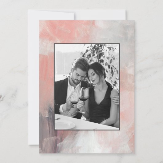 Modernes Dusty Coral Abstrakt Foto Save the Date (Rückseite)