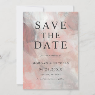 Modernes Dusty Coral Abstrakt Foto Save the Date