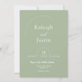 Modernes Dusty Green Boho Wedding Foto QR Code UAW Einladung (Vorderseite)