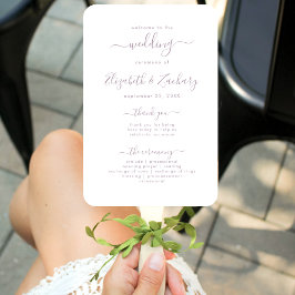 Modernes Dusty Lavender Script Wedding Programm Fächer