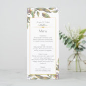 Modernes Dusty Lila Sage Green Gold Blätter Menü2 Menükarte (Stehend Vorderseite)