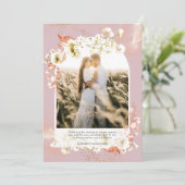 Modernes Dusty Rose Coral Floral FOTO DANKE (Stehend Vorderseite)