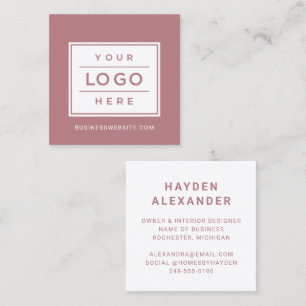 Modernes Dusty Rose Firmenlogo Quadratische Visitenkarte