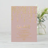 Modernes Dusty Rose Gold Glitzer Grad Party Foto Einladung (Stehend Vorderseite)