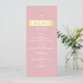 Modernes Dusty Rose Wedding Menu Menükarte (Stehend Vorderseite)