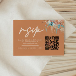 Modernes Earthy Boho Wedding QR Code UAWG RSVP Karte