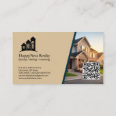 Modernes Echtes Anwesen mit Foto- und QR-Code Visitenkarte (Rückseite)