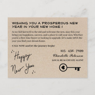 Modernes echtes Anwesen Neujahrsfeiertag Postkarte