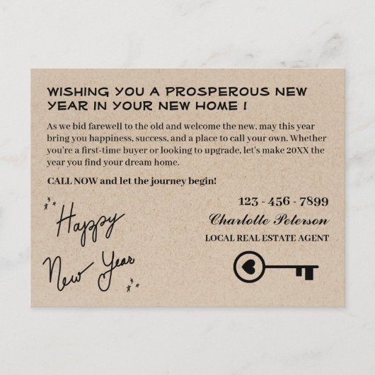 Modernes echtes Anwesen Neujahrsfeiertag Postkarte (Vorderseite)