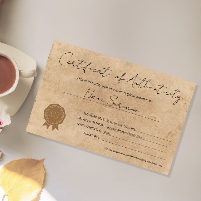 Modernes Echtheitszeugnis (Von Creator hochgeladen)