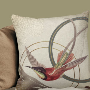 Modernes Ecru Hummingbird Design   Earthy Green Kissen
