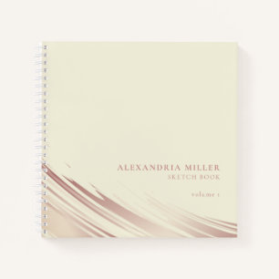 Modernes Ecru & Pink Personalisiertes Sketchbuch Notizblock