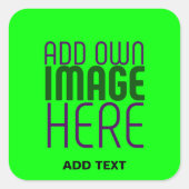 MODERNES EDITABLE NEON GREEN IMAGE TEXT TEMPLATE B QUADRATISCHER AUFKLEBER (Vorderseite)