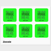 MODERNES EDITABLE NEON GREEN IMAGE TEXT TEMPLATE B QUADRATISCHER AUFKLEBER (Blatt)