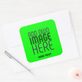 MODERNES EDITABLE NEON GREEN IMAGE TEXT TEMPLATE B QUADRATISCHER AUFKLEBER (Umschlag)