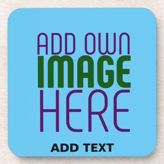 MODERNES EDITABLE SWAG SKY BLAUE BILD TEMPLATE GETRÄNKEUNTERSETZER (Vorderseite)