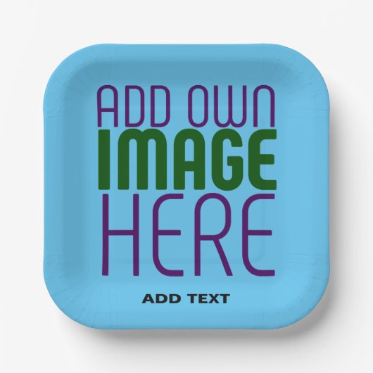 MODERNES EDITABLE SWAG SKY BLAUE BILD TEMPLATE PAPPTELLER (Vorderseite)