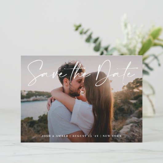 Modernes Editierbares Foto QR | Save the Date Kart Einladung (Stehend Vorderseite)