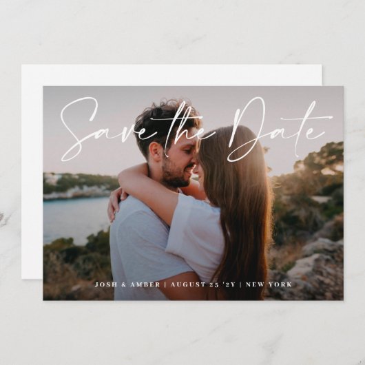 Modernes Editierbares Foto QR | Save the Date Kart Einladung (Vorne/Hinten)