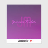 Modernes Editierbares Mit Monogramm Text & Lila Om Aufkleber (Blatt)