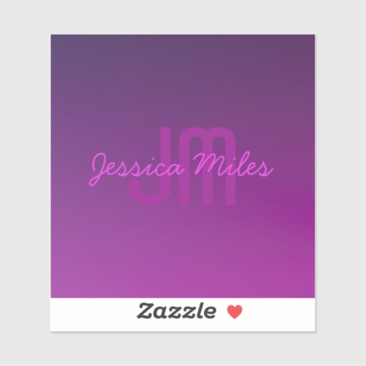 Modernes Editierbares Mit Monogramm Text & Lila Om Aufkleber (Blatt)