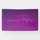 Modernes Editierbares Mit Monogramm Text & Lila Om Banner (Horizontal)