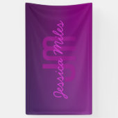 Modernes Editierbares Mit Monogramm Text & Lila Om Banner (Vertikal)