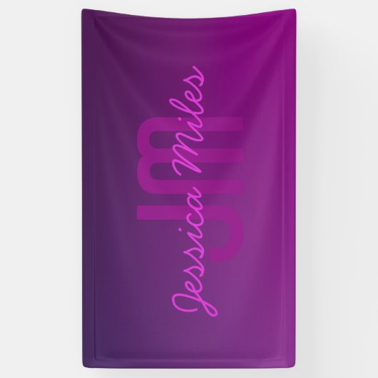 Modernes Editierbares Mit Monogramm Text & Lila Om Banner (Vertikal)
