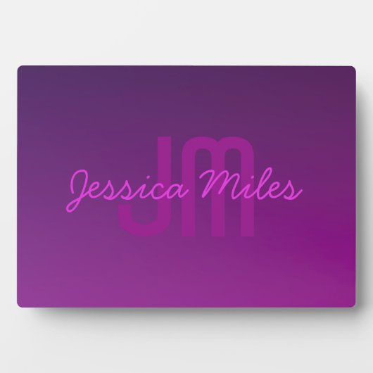 Modernes Editierbares Mit Monogramm Text & Lila Om Fotoplatte (Vorderseite)