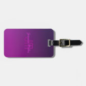 Modernes Editierbares Mit Monogramm Text & Lila Om Gepäckanhänger (Vorderseite horizontal)
