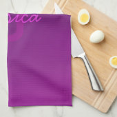 Modernes Editierbares Mit Monogramm Text & Lila Om Geschirrtuch (Viertel Falte)