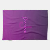 Modernes Editierbares Mit Monogramm Text & Lila Om Geschirrtuch (Horizontal)