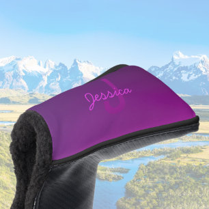 Modernes Editierbares Mit Monogramm Text & Lila Om Golf Headcover