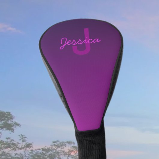 Modernes Editierbares Mit Monogramm Text & Lila Om Golf Headcover