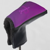 Modernes Editierbares Mit Monogramm Text & Lila Om Golf Headcover (3/4 Vorderseite)