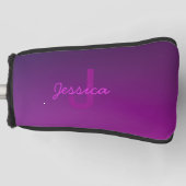 Modernes Editierbares Mit Monogramm Text & Lila Om Golf Headcover (Vorderseite)