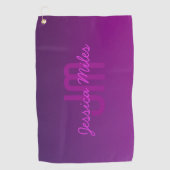 Modernes Editierbares Mit Monogramm Text & Lila Om Golfhandtuch (Vorderseite)