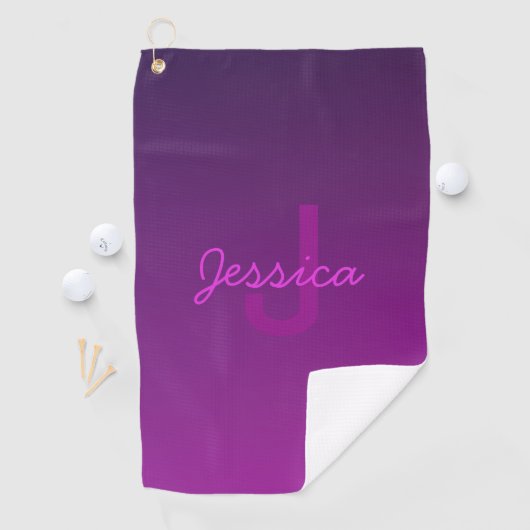 Modernes Editierbares Mit Monogramm Text & Lila Om Golfhandtuch (Insitu)