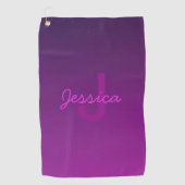 Modernes Editierbares Mit Monogramm Text & Lila Om Golfhandtuch (Vorderseite)